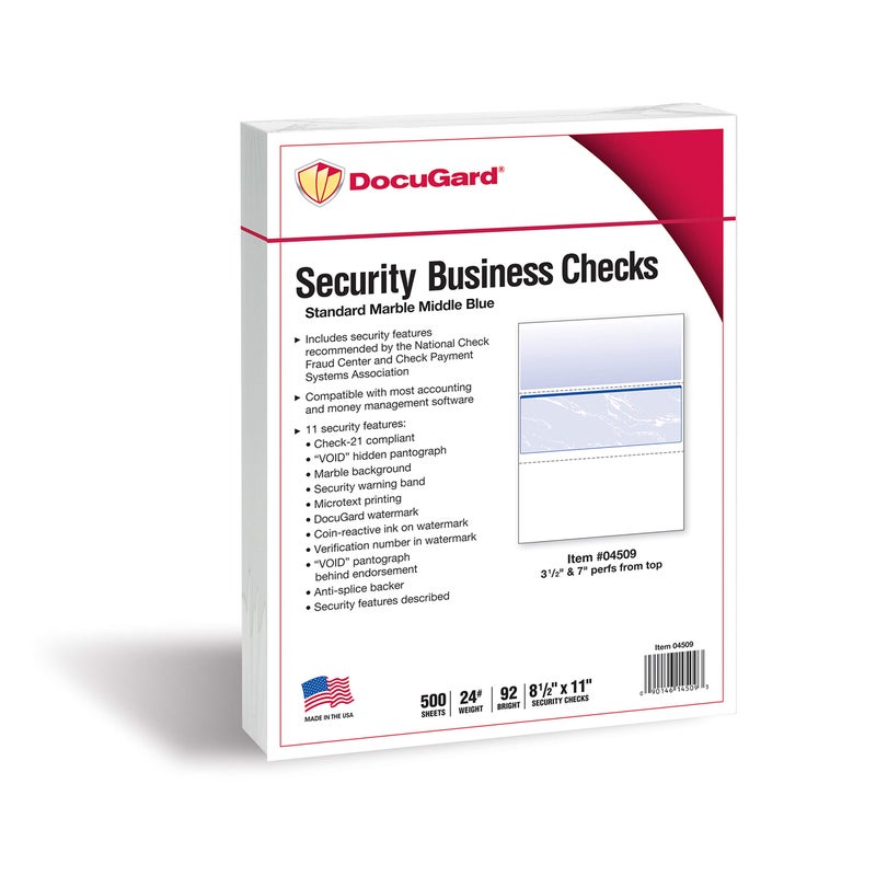 دوكو جارد DocuGard Security Blue Marble Business Checks مع 11 ميزة لمنع الاحتيال - Image 2